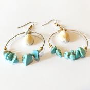 Boucles d'oreilles coquillage bleues