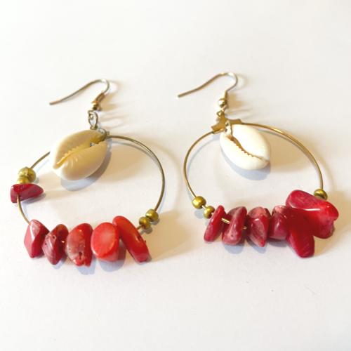 Boucles d'oreilles corail