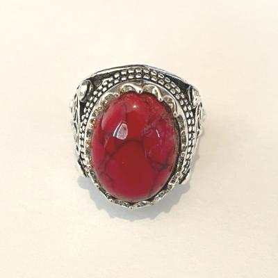 Bague en howlite rouge
