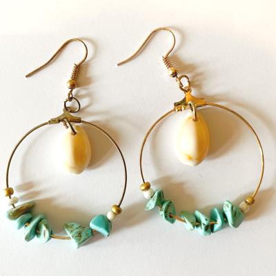 Boucles d'oreilles coquillage bleues